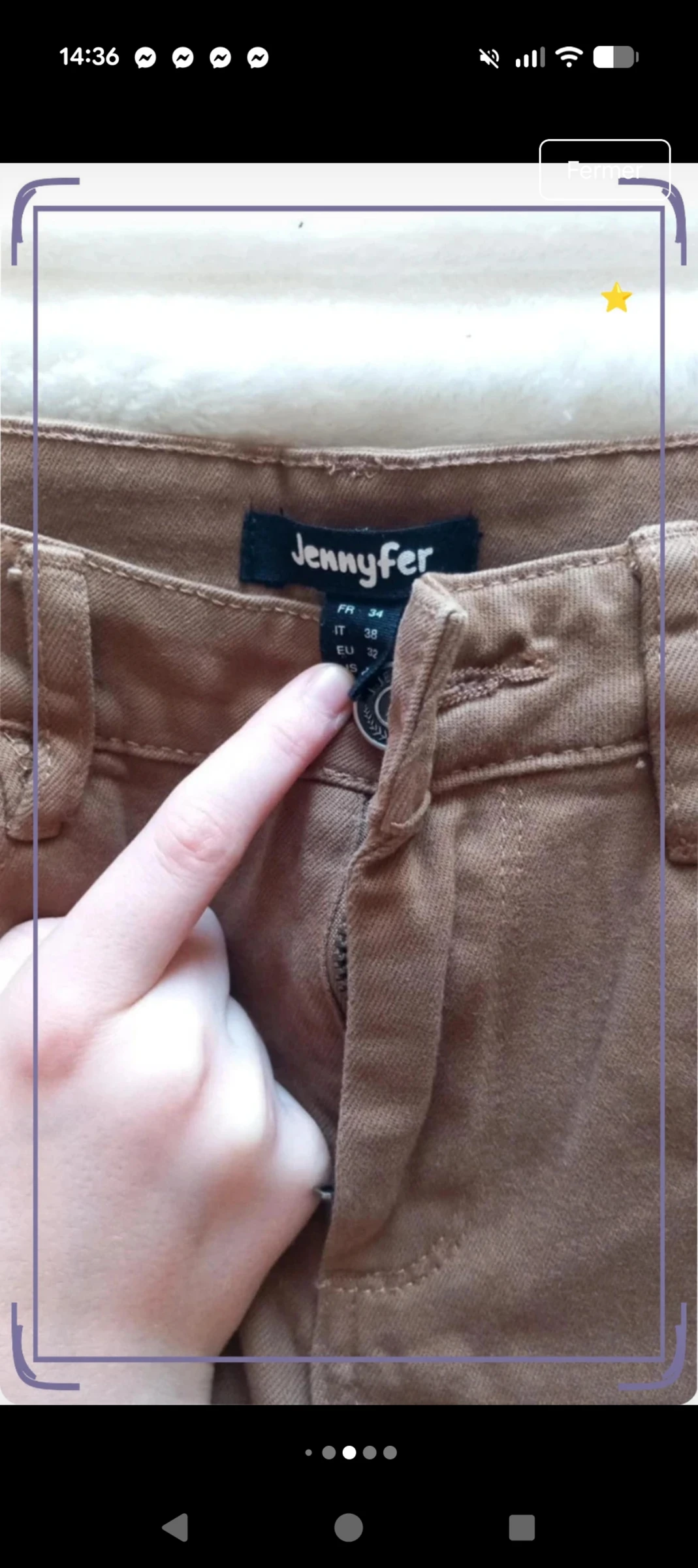 Pantalon slim marron/camel Jennyfer avec fermetures éclair aux chevilles - Taille 34 (XS) comme neuf – photo 6